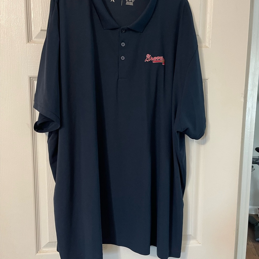 Atlanta Braves Antigua Navy Polo with Red Embroidery - Men’s 5XL